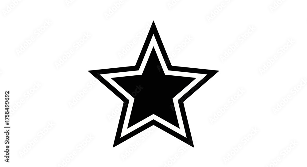 Obraz premium Black and white image of a star with a white outline, simple design.