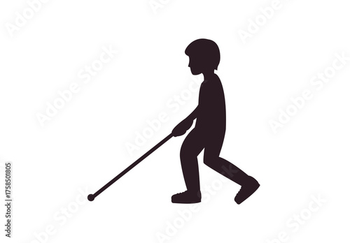 person walking with a cane mobility aid visually impaired blind emoji symbol sign icon vector illustration isolated flat non-binary