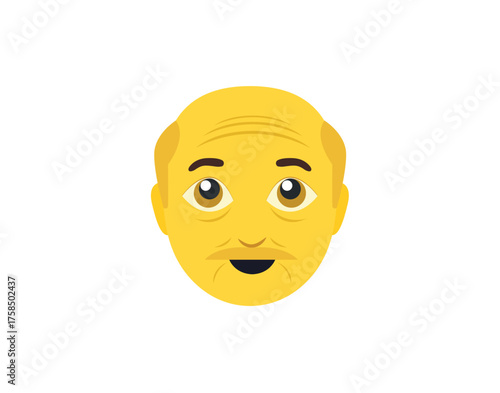 old man person grey hair elderly grandpa grandfather face head smiling smile funny men male emoji symbol sign icon vector illustration isolated flat