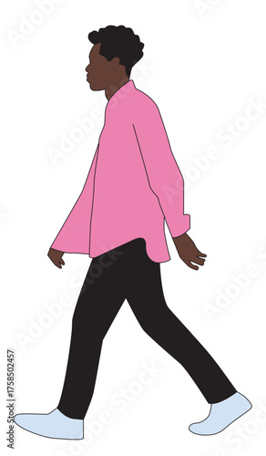 Black man walking quickly - architecture people design - vector illustration 