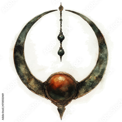 Mystical Talisman, watercolor clipart vector, isolated on a white background.