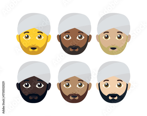 man wearing turban emoji symbol sign icon vector illustration isolated flat person head smile face smiling