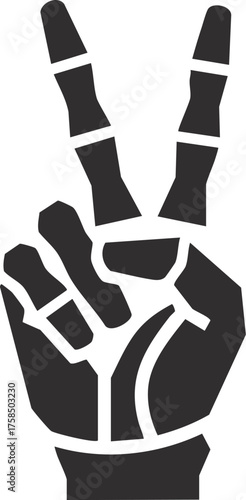 Peace Sign Skeleton Hand Cartoon Vector Illustration