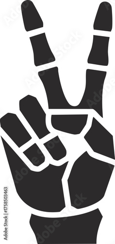 Peace Sign Skeleton Hand Cartoon Vector Illustration