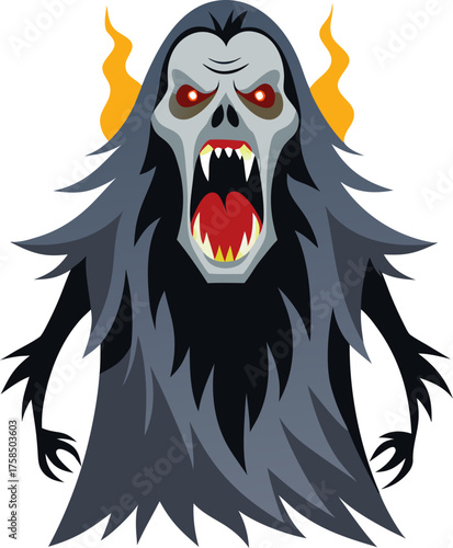 Wailing spirit , white background 