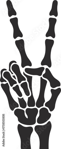 Peace Sign Skeleton Hand Cartoon Vector Illustration