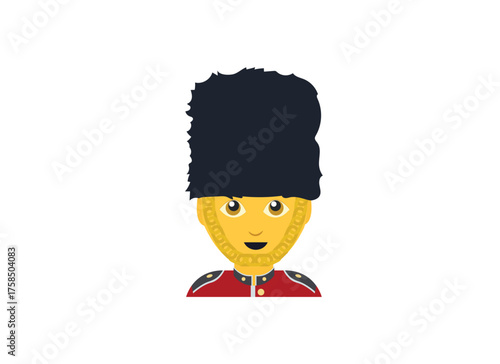 British guardsman footman guard soldier tall black hat uniform person emoji symbol sign icon vector illustration isolated flat man male men
