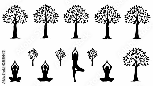 Find inner peace practicing yoga amidst nature's serene trees, feel calm and balanced now