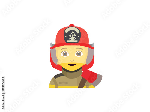 firefighter person non-binary emoji symbol sign icon vector illustration isolated flat helmet fireman