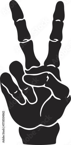Peace Sign Skeleton Hand Cartoon Vector Illustration