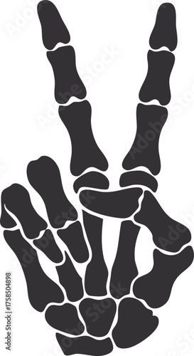 Peace Sign Skeleton Hand Cartoon Vector Illustration