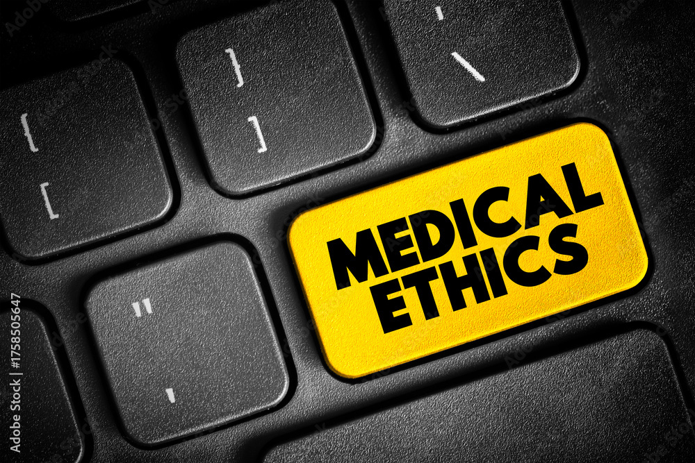 Fototapeta premium Medical Ethics - moral principles that govern the practice of medicine, text button on keyboard, concept background