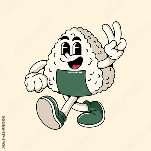 Cute Cartoon onigiri Vector illustration hand drawn