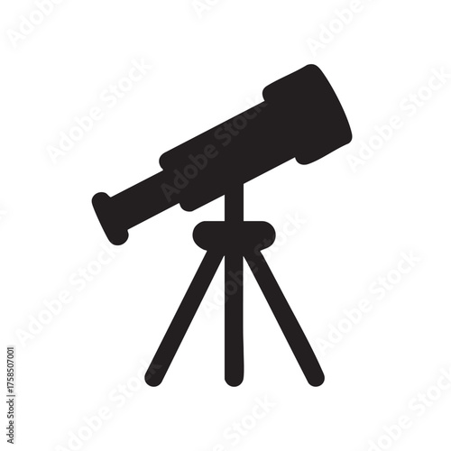 Simple black silhouette of a telescope on a tripod stand