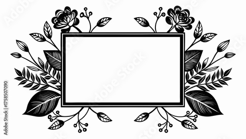 Floral frame with flowers leaves and buds