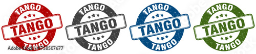 tango stamp. tango round stamp set isolated on white background