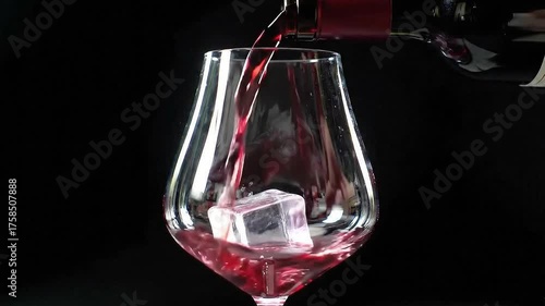 Pouring exclusive wine from its bottle into an exclusive glass close up view footage