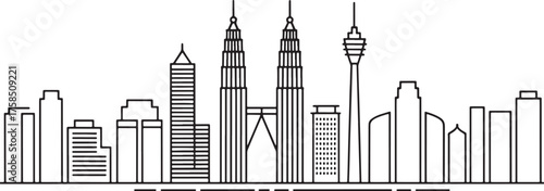 Outline Kuala Lumpur Cityscape Silhouette Vector Illustration Landmark Skyline Malaysia