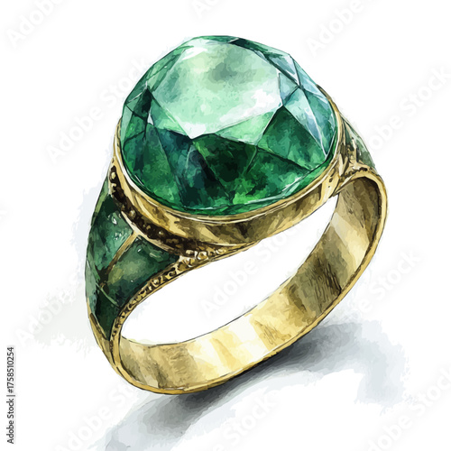 Menas Ring, watercolor illustration vector, isolated on a white background.