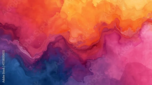 Vibrant Abstract Watercolor Wash Paint Splatter Texture Background