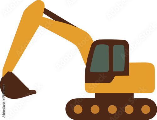 Crawler excavator with digging bucket on tracks