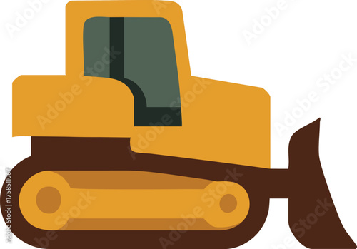 Bulldozer with front blade on crawler tracks