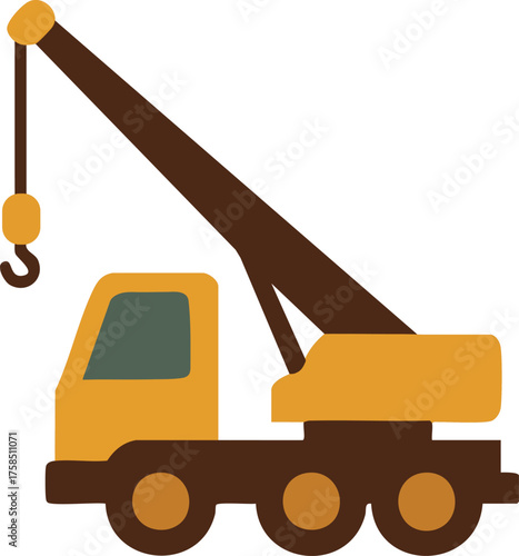Mobile crane truck with hook and boom