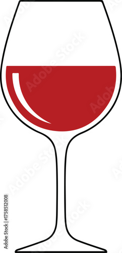Red wine in a glass, perfect for wine enthusiasts, celebratory occasions, restaurant menus, and romantic or elegant themes. Cheers.