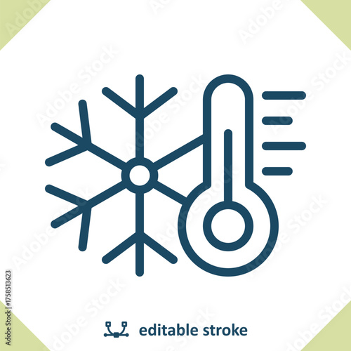 Thermometer Icon. Temperature, Weather, Cold, Winter, Snowflake