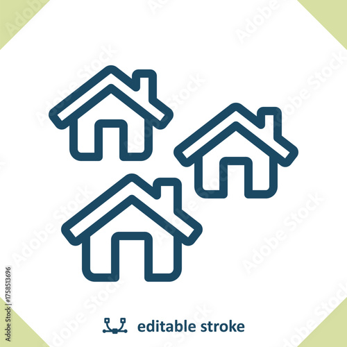 Neighborhood Icon. Suburb, Town, City, House, Houses, Residential Area
