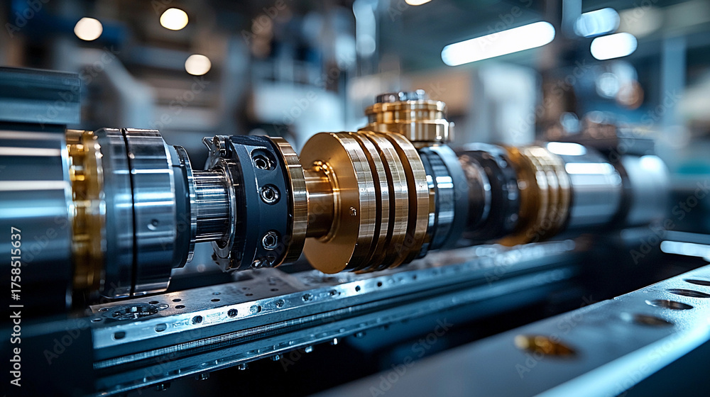 Fototapeta premium Close up view of hydraulic piston and its intricate details Generative AI