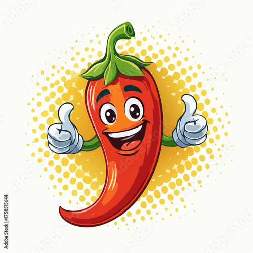 Lustige Chilischote Daumen hoch