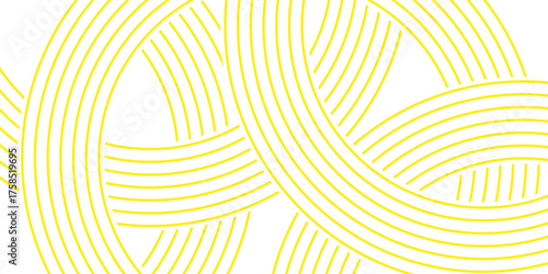 Doodle banner with yellow ramen pattern on white background. Wave abstract pattern.