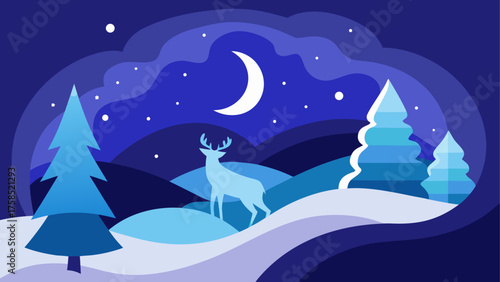 Winter scene with deer and moon artwork