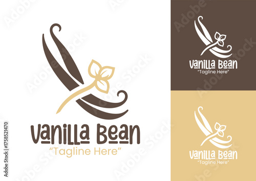 Vanilla Bean Logo Elegant Natural Flavor Branding
