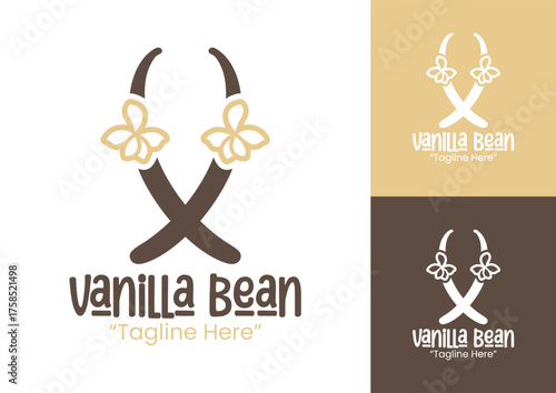 Vanilla Bean Logo Botanical Flavor Brand Mark