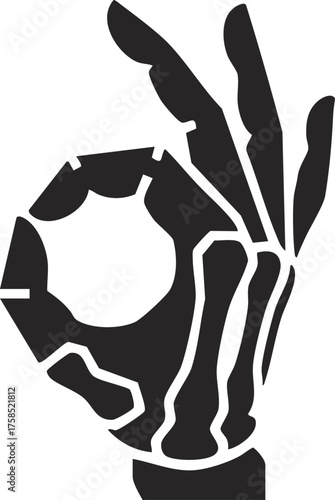 Cartoon Skeleton Hand Making OK Gesture Halloween Themed Illustration