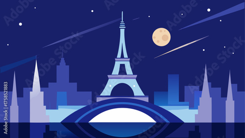 Eiffel tower paris cityscape at night time