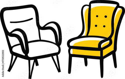 armchair and chair silhouette set.eps