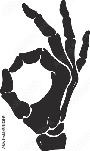 Cartoon Skeleton Hand Making OK Gesture Halloween Themed Illustration
