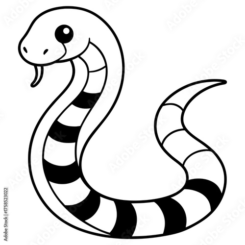 Vector art of charming cartoon snake illustration, featuring a cute and playful design
