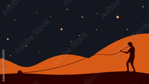 Person reaching for a star in the night