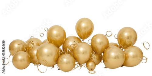 Golden Orb Celebration: A captivating display of gleaming, gold balloons, each a perfect sphere, poised with anticipation, ready to lift spirits for a memorable celebration.
