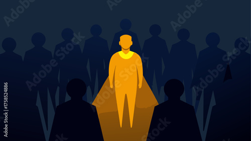 Man standing before a crowd in the light