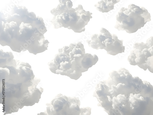 Cloudscape of Serenity: A collection of fluffy, isolated clouds drift across the expanse, creating a scene of peace and tranquility. Capturing the pure essence of serenity.