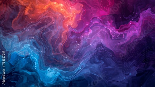 Abstract Cosmic Nebula Swirls of Vivid Colors and Glittering Stardust