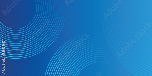Modern abstract blue background with circular lines. Geometric stripe line art design vector decoration.