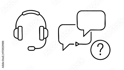 Customer service headset and speech bubbles icon, representing communication and support options