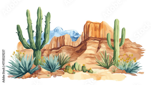 Copper Canyon. Copper Canyon hand drawn watercolor illustration