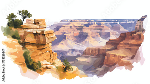 Grand Canyon National Park. Grand Canyon National Park hand drawn watercolor illustration